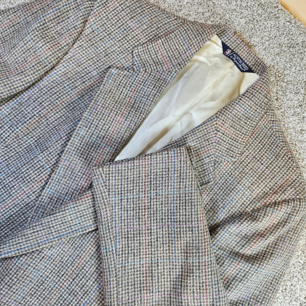 Vintage Austin Reed Mens Wool Plaid Blazer Sport Coat USA Made Regent Street